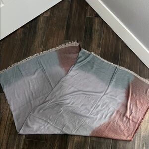 Le Motif Large Square Ombré Soft Wool Blend Fringed Scarf NWT